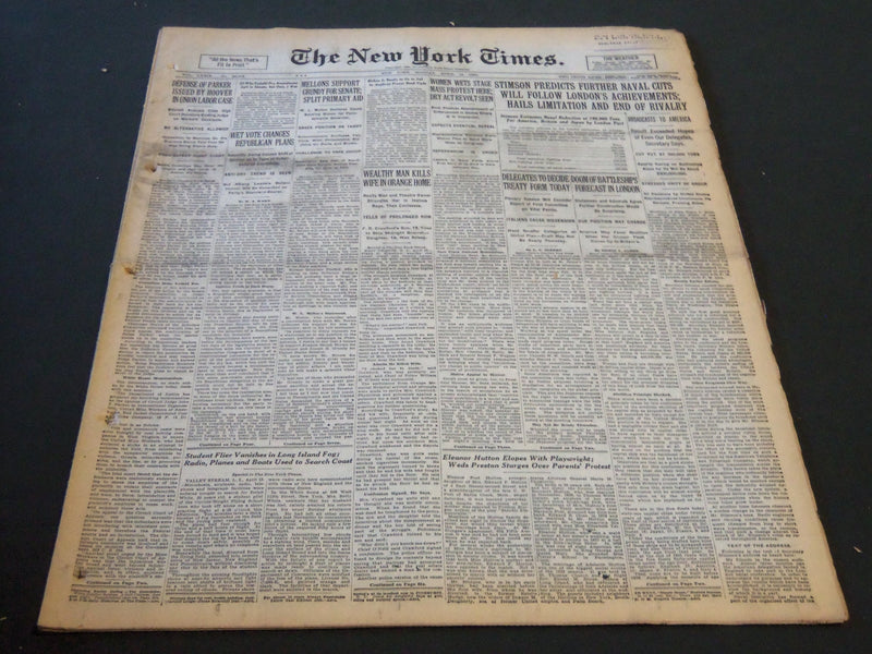1930 APRIL 14 NEW YORK TIMES - MELLONS SUPPORT GRUNDY FOR SENATE - NT 5713