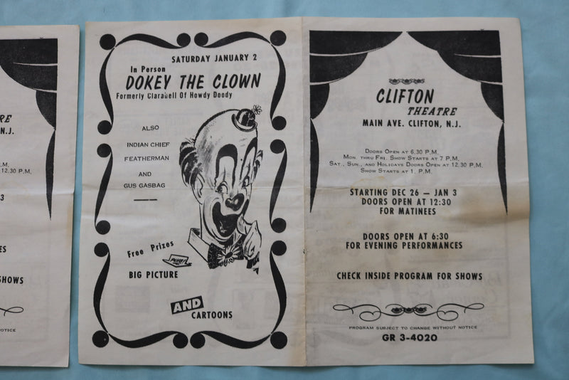 1964 NEW CLIFTON THEATRE PROGRAM-A HARD DAY'S NIGHT-LOT OF 2 -CLIFTON,NJ- K 2535