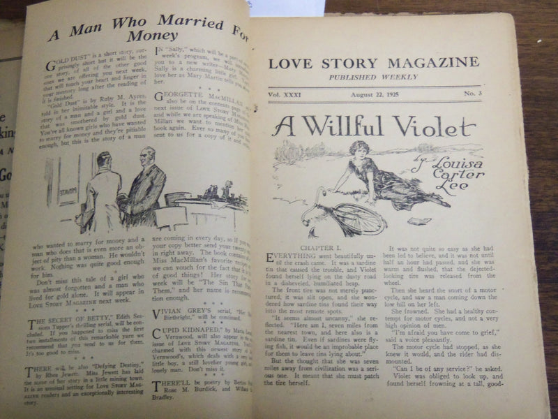 1925 AUGUST 22 LOVE STORY MAGAZINE ILLUSTRATED - VIVIAN GREY - K 1125