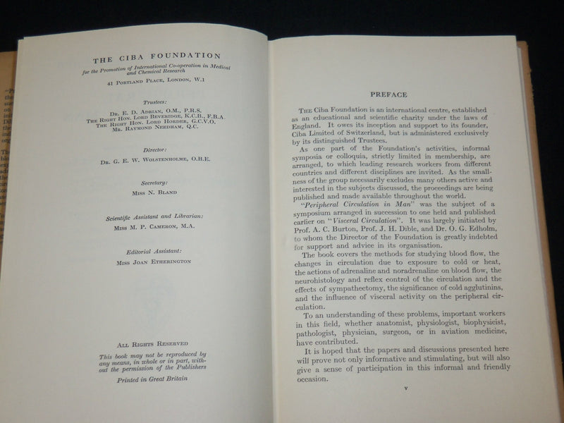 1954 PERIPHERAL CIRCULATION IN MAN - CIBA FOUNDATION HARDCOVER BOOK - KD 6461