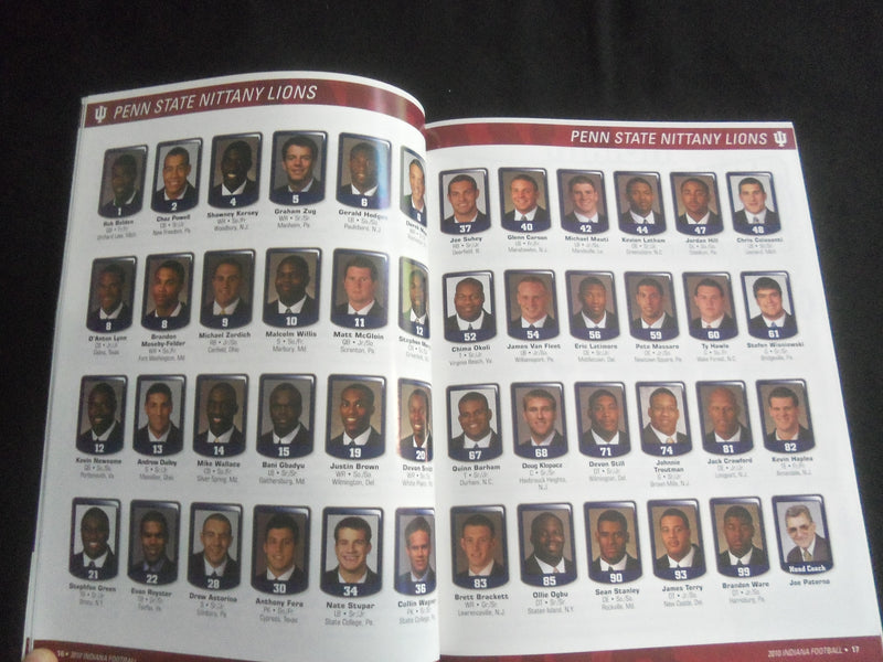 2010 NOV 20 FOOTBALL PROGRAM - INIDANA UNIVERSITY VS PENN STATE UNIV - B 5534F