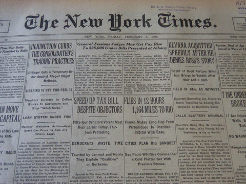 1926 FEBRUARY 5 NEW YORK TIMES - KLVANA ACQUITTED DENIES ROSS'S STORY - NT 6610