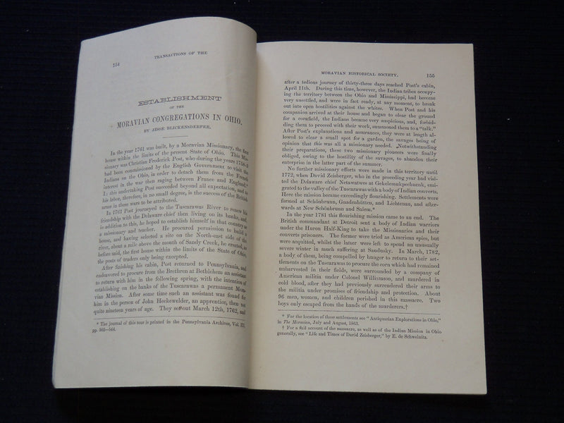 1870-1877 MORAVIAN HISTORICAL SOCIETY TRANSACTIONS REPORTS LOT OF 3 - J 7423