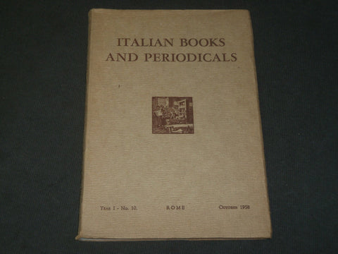 1958 OCTOBER ITALIAN BOOKS AND PERIODICALS - ROME - J 3559