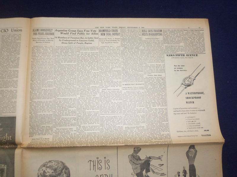 1944 SEP 8 NEW YORK TIMES - 3 ALLIED ARMIES WHEEL EAST TOWARD REICH - NP 6617