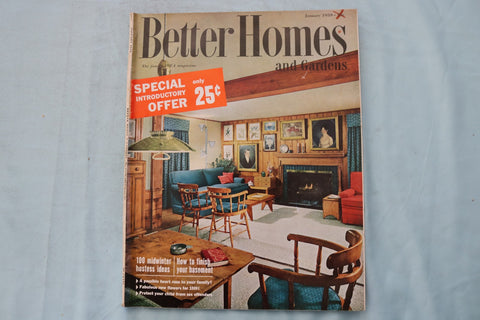 1959 JAN BETTER HOMES AND GARDENS MAGAZINE - A FINISHED BASEMENT COVER - E 26562