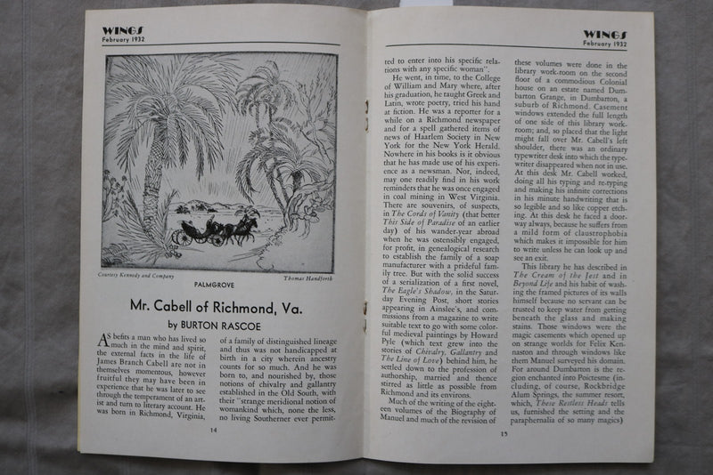 1932 FEBRUARY WINGS MAGAZINE - H. L. MENCKEN - K 3453