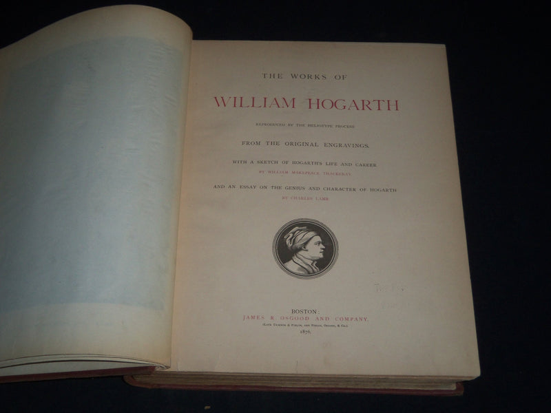 1876 THE WORKS OF WILLIAM HOGARTH VOLUME BY CHARLES LAMB - GREAT PLATES - Z 38