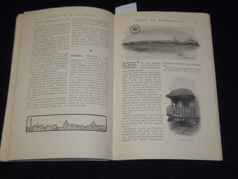 1901 BALTIMORE & OHIO RAILROAD GUIDE TO WASHINGTON SOFTCOVER GUIDE - K 42