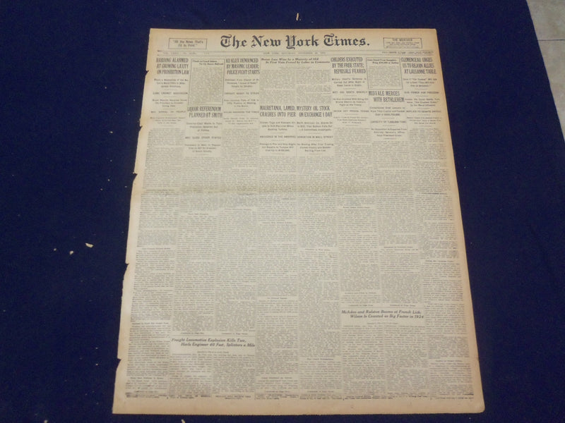 1922 NOVEMBER 25 NEW YORK TIMES - MYSTERY OIL STOCK ON EXCHANGE 1 DAY - NT 8436