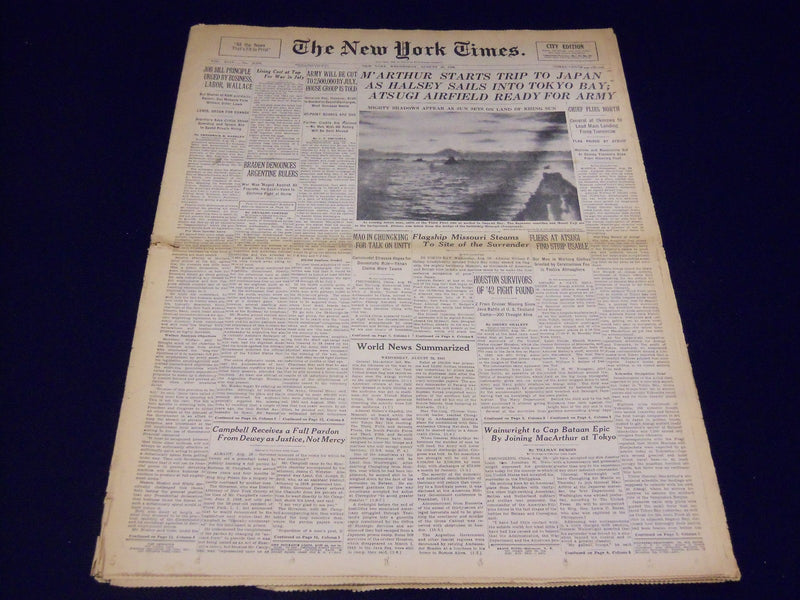 1945 AUGUST 29 NEW YORK TIMES - M'ARTHUR STARTS TRIP TO JAPAN - NT 531