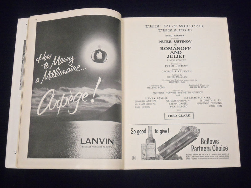1957 PLAYBILL ROMANOFF & JULIET SIGNED PETER USTINOV CLARK + 4 OTHERS - J 1767