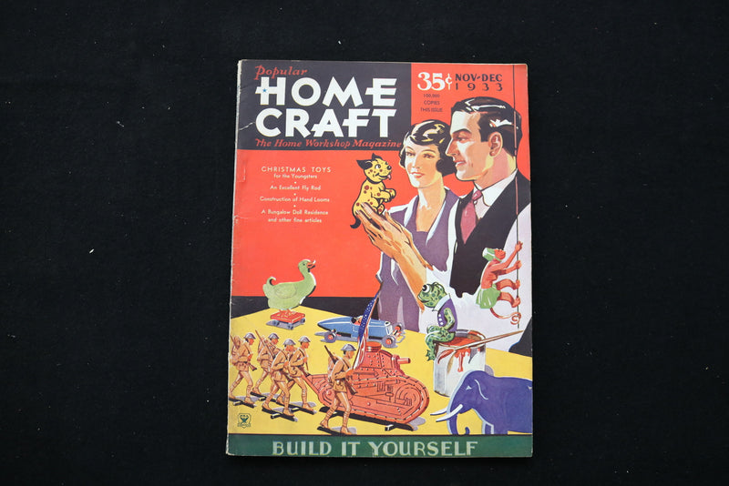 1933 NOV-DEC POPULAR HOME CRAFT MAGAZINE - CHRISTMAS TOYS COVER - E 10390