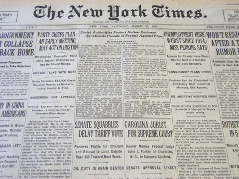 1930 MARCH 22 NEW YORK TIMES - HOOVER NOMINATES JOHN PARKER FOR COURT - NT 5671