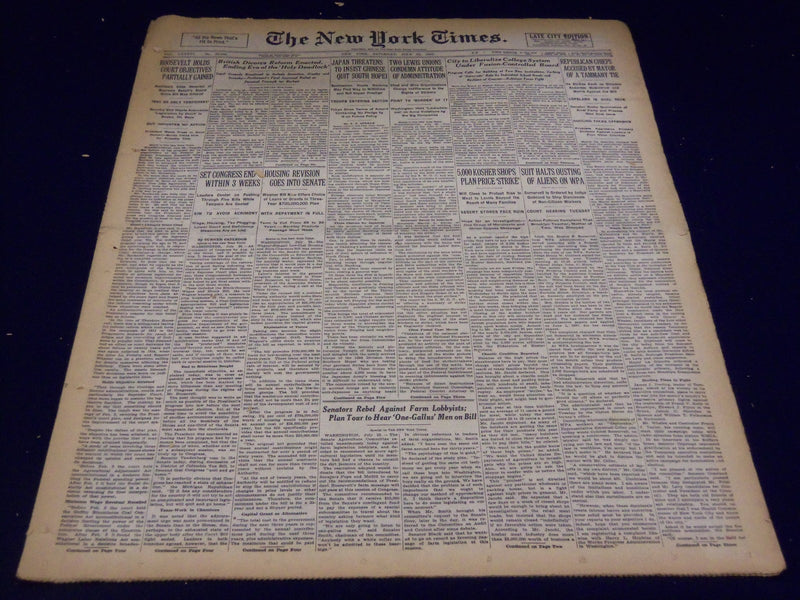 1937 JULY 24 NEW YORK TIMES - JAPAN INSISTS CHINESE QUIT HOPEI - NT 3440