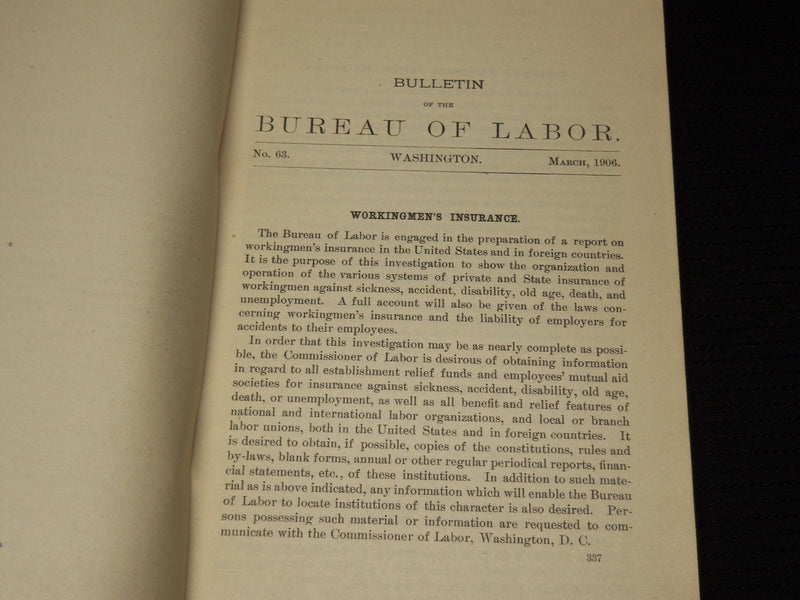 1906 MARCH BULLETIN OF THE BUREAU OF LABOR REPORT NO. 63 - K 39