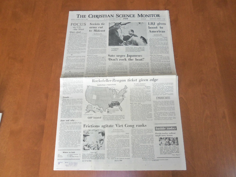 1968 JULY 6 THE CHRISTIAN SCIENCE MONITOR-ROCKEFELLER-REAGAN GIVEN EDGE- NP 4650