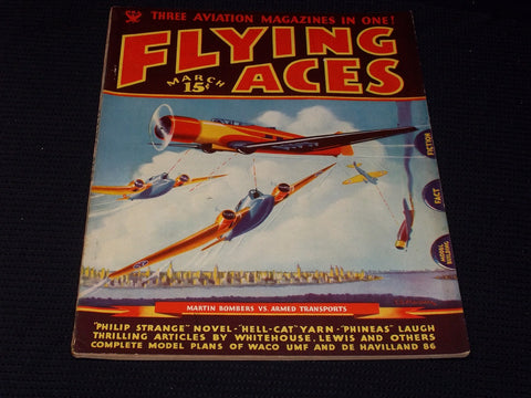 1935 MARCH FLYING ACES MAGAZINE ILLUSTRATED FRONT COVER - E 163