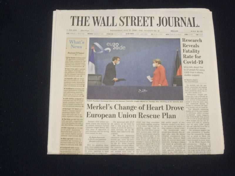 2020 JULY 22 WALL STREET JOURNAL - MERKEL DROVE EUROPEAN UNION RESCUE PLAN