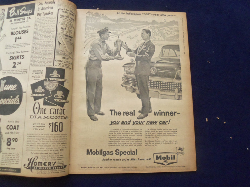 1958 JUNE 9 BOSTON RECORD AMERICAN NEWSPAPER-OLD COLONY OFFER BY HUB MAN-NP 6276