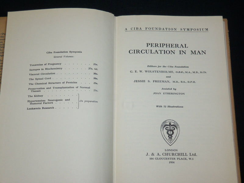 1954 PERIPHERAL CIRCULATION IN MAN - CIBA FOUNDATION HARDCOVER BOOK - KD 6461