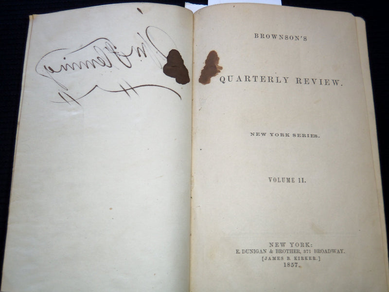 1857 BROWNSON'S QUARTERLY REVIEW MAGAZINE BOUND VOLUME NO. 2 - KD 7808