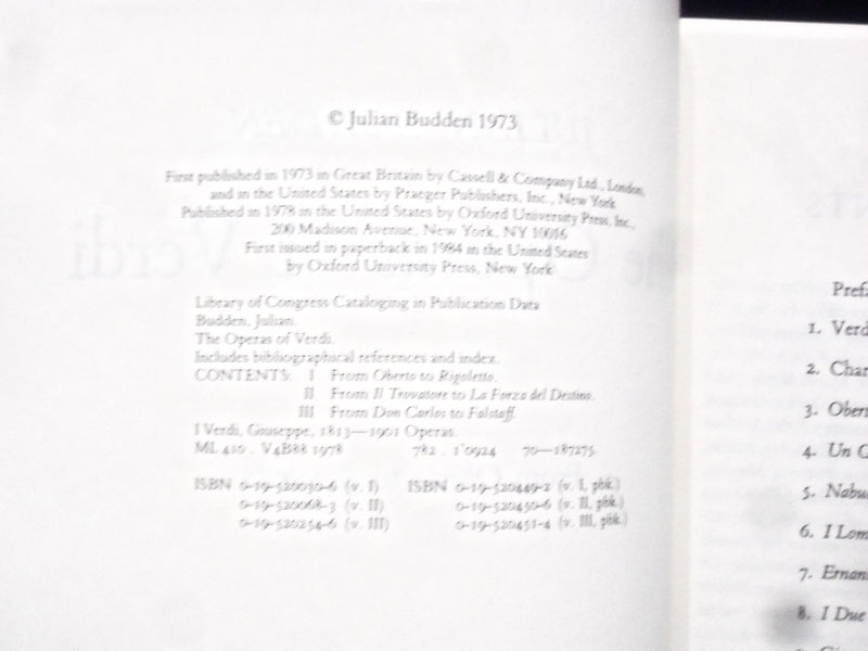 1973-1978 THE OPERAS OF VERDI SOFTCOVER BOOKS - VOLS 1 & 2 - J. BUDDER - KD 8696