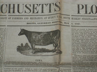 1847 MAY 1 MASSACHUSETTS PLOUGHMAN NEWSPAPER - TAYLOR - BUENA VISTA - NP 5146