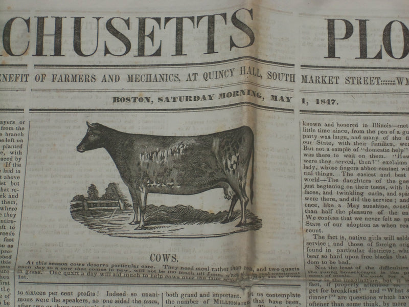 1847 MAY 1 MASSACHUSETTS PLOUGHMAN NEWSPAPER - TAYLOR - BUENA VISTA - NP 5146