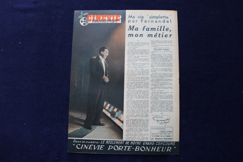 1946 JULY 9 CINEVIE MAGAZINE - YVONNE DE CARLO - FRENCH COVER - E 23901