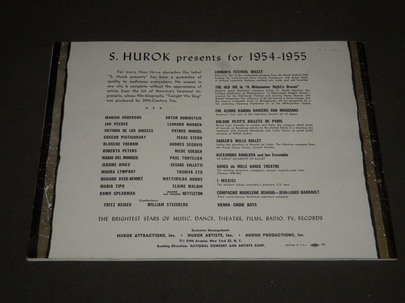 1954 THEAZUMA KABUKI DANCERS & MUSICIANS PROGRAM - TOKYO - J 2370