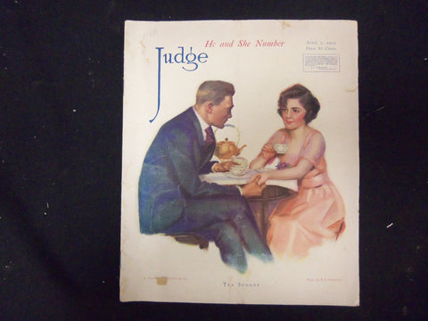 1919 APRIL 5 JUDGE MAGAZINE - NICE ILLUSTRATIONS, STORIES AND ADS - ST 3835