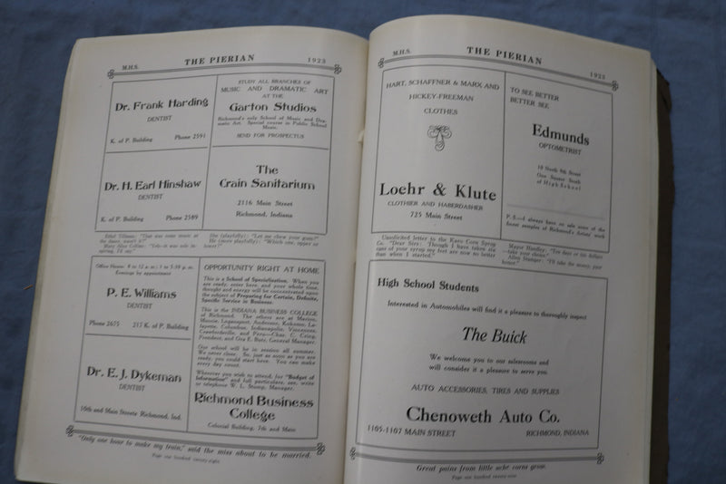 1923 THE PIERIAN MORTON HIGH SCHOOL YEARBOOK - RICHMOND, INDIANA- YB 3429