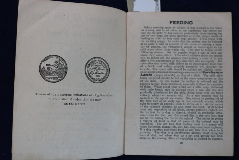 1917 DISEASES OF THE DOG AND HOW TO FEED SOFTCOVER BOOK - K 1330
