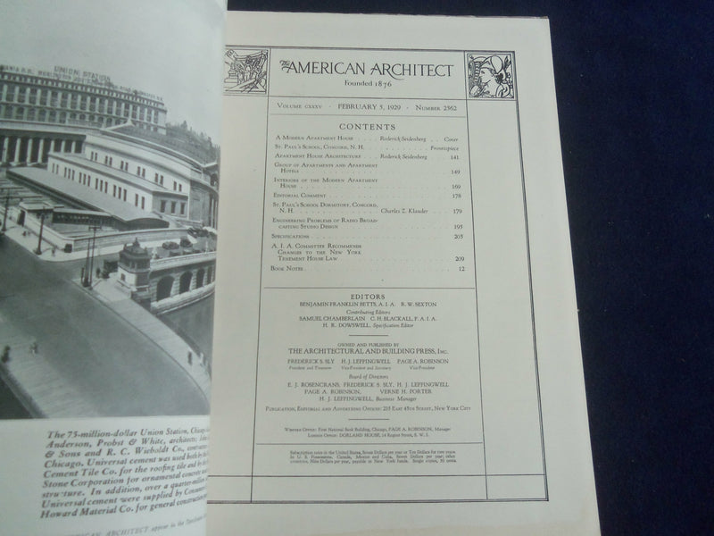 1929 FEBRUARY 5 THE AMERICAN ARCHITECT MAGAZINE -PHOTOS, STORIES & ADS - ST 7295
