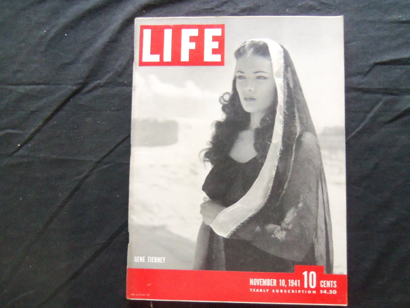 1941 NOVEMBER 10 LIFE MAGAZINE - GENE TIERNEY - L 260