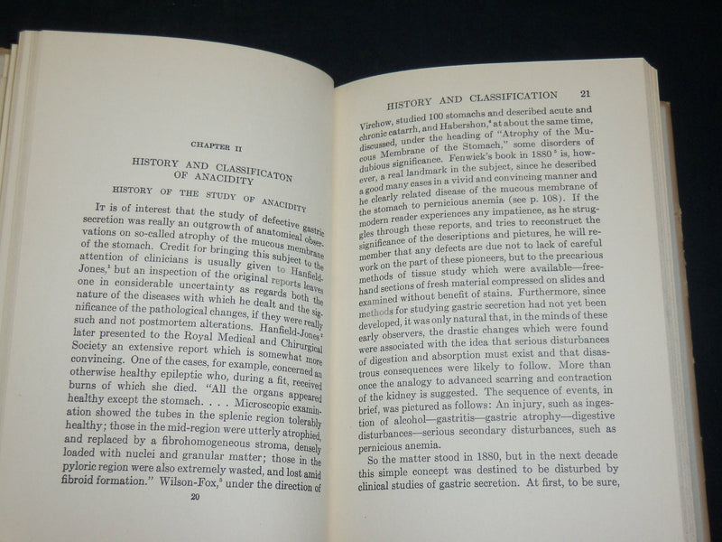 1933 GASTRIC ANACIDITY ITS RELATIONS TO DISEASE BOOK BY BLOOMFIELD - KD 2764Q