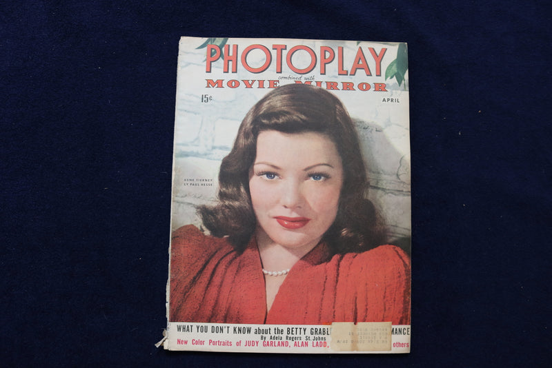 1943 APRIL PHOTOPLAY MAGAZINE - GENE TIERNEY COVER - E 17519