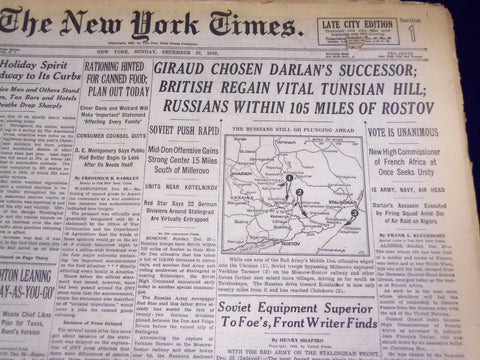 1942 DECEMBER 27 NEW YORK TIMES - GIRAUD CHOSEN DARLANS SUCCESSOR - NT 1267