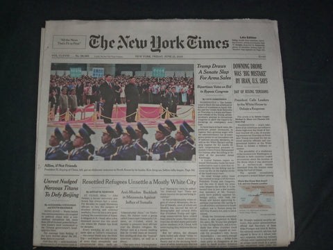 2019 JUNE 21 NEW YORK TIMES - DOWNING DRONE WAS 'BIG MISTAKE' BY IRAN, U.S. SAYS
