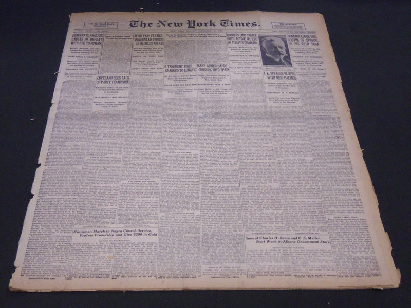 1924 NOVEMBER 10 NEW YORK TIMES - SENATOR LODGE DIES IN HIS 75TH YEAR - NT 5128