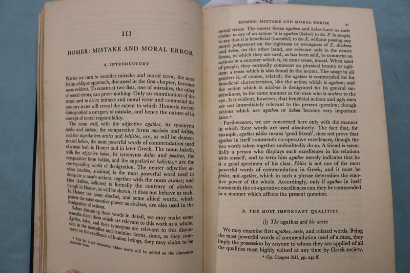 1960 MERIT AND RESPONSIBILITY - GREEK VALUES HARDCOVER BOOK BY ADKINS - KD 9647