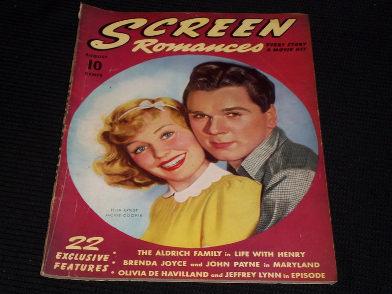 1940 AUGUST SCREEN ROMANCES MAGAZINE - ERNST & COOPER FRONT COVER - E 1494