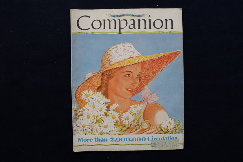 1937 AUGUST WOMAN'S HOME COMPANION MAGAZINE - A WOMAN IN A HAT COVER - E 11293