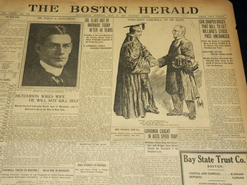 1909 MAY 19 THE BOSTON HERALD - HARVARD'S FAREWELL TO DR. ELIOT - BH 402