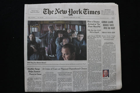 2025 FEBRUARY 16 NEW YORK TIMES - GERMAN LEADER REBUKES VANCE OVER FAR RIGHT