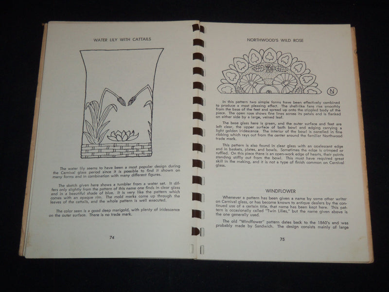 1960 CARNIVAL GLASS ONE HUNDRED PATTERNS BOOK BY MARION T. HARTUNG - J 9119