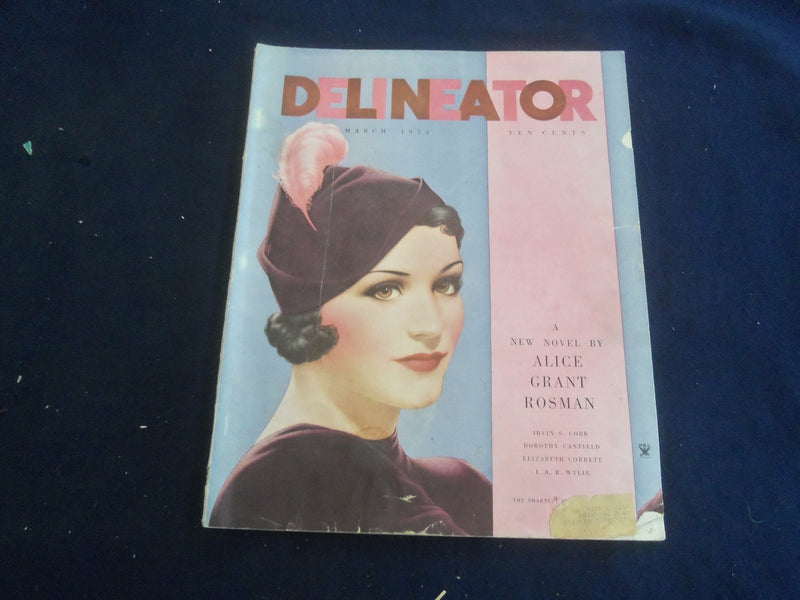 1934 MARCH DELINEATOR MAGAZINE - BEAUTIFUL COVER & ILLUSTRATIONS - ST 1240J