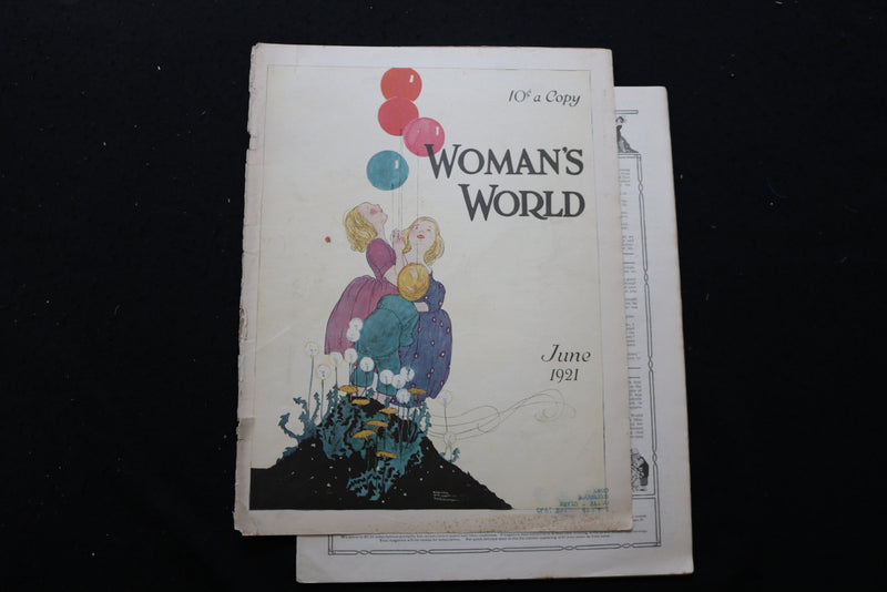 1921 JUNE WOMAN'S WORLD MAGAZINE - GIRLS WITH BALOONS COVER - E 10353