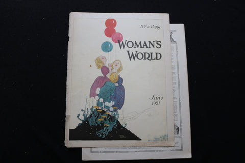 1921 JUNE WOMAN'S WORLD MAGAZINE - GIRLS WITH BALOONS COVER - E 10353